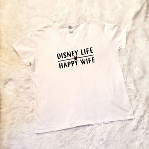 White Disney Life V-Neck Tee Plus Size 2X